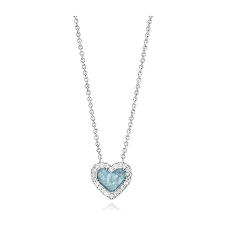 Silver heart pendant with ashes on a necklace: Coeur Brillance